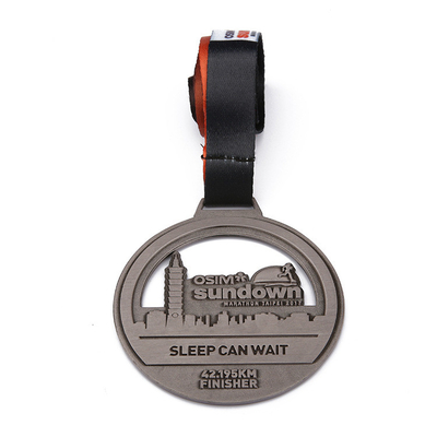 Custom Logo Marathon Running Medal Colorful Ribbon Zinc Alloy